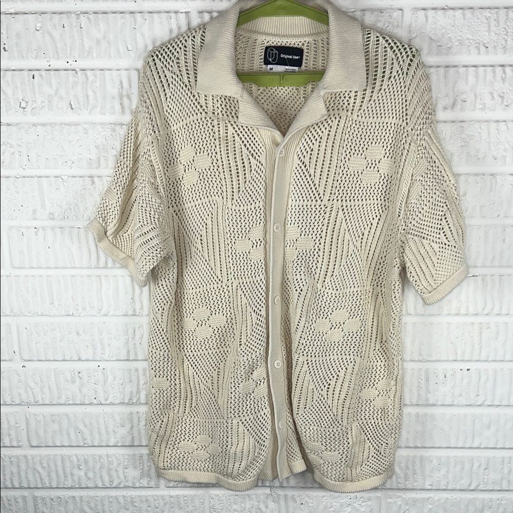 Original Use Cream Knit Button-Up Cardigan